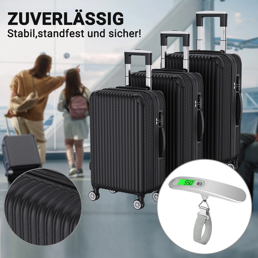 3er Reisekoffer Set – robust & leicht | Hartschale, 360° Rollen, Schloss & Waage inklusive