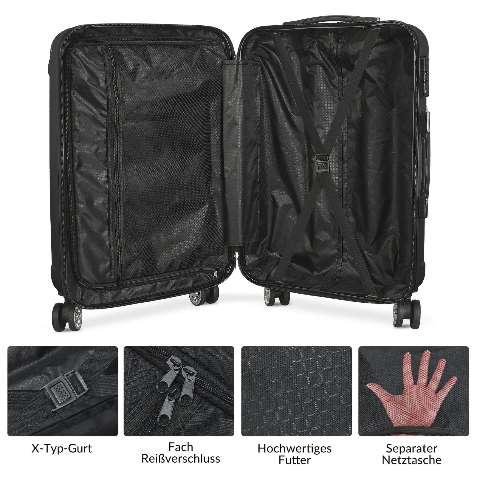 3er Reisekoffer Set – robust & leicht | Hartschale, 360° Rollen, Schloss & Waage inklusive