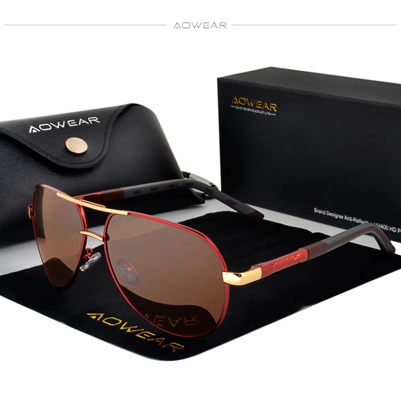 Polarisierte Aviator-Sonnenbrille für Herren – Aluminium Pilotbrille UV400 für Autofahren & Outdoor