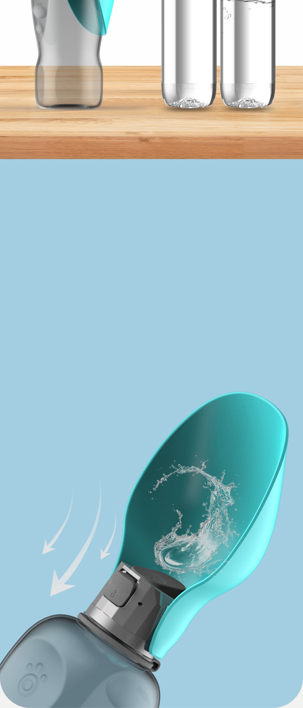 800 ml Tragbare Hunde-Trinkflasche mit Napf – Auslaufsicher für Reisen, Spaziergänge & Outdoor