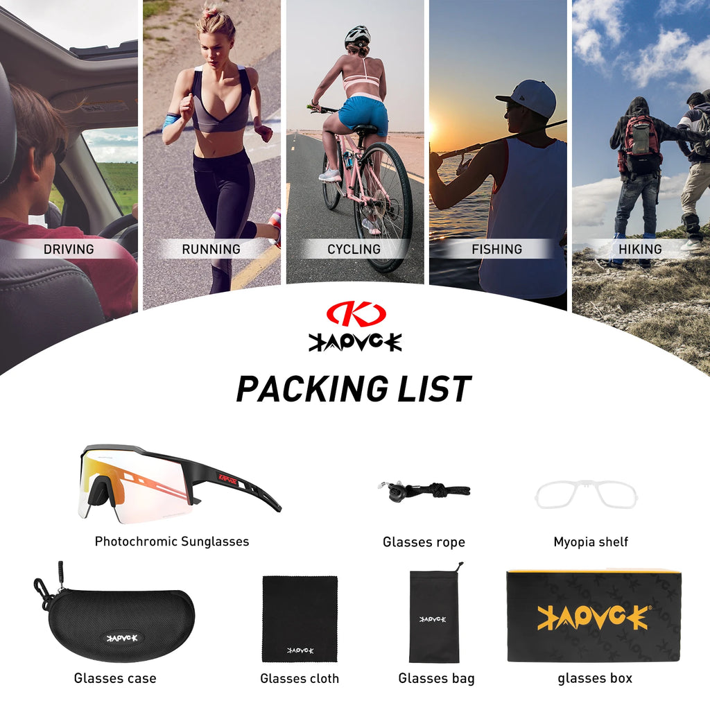 Photochrome Sport-Outdoor-Brille UV400 – Selbsttönende Fahrrad- & Sonnenbrille mit TR90-Gestell