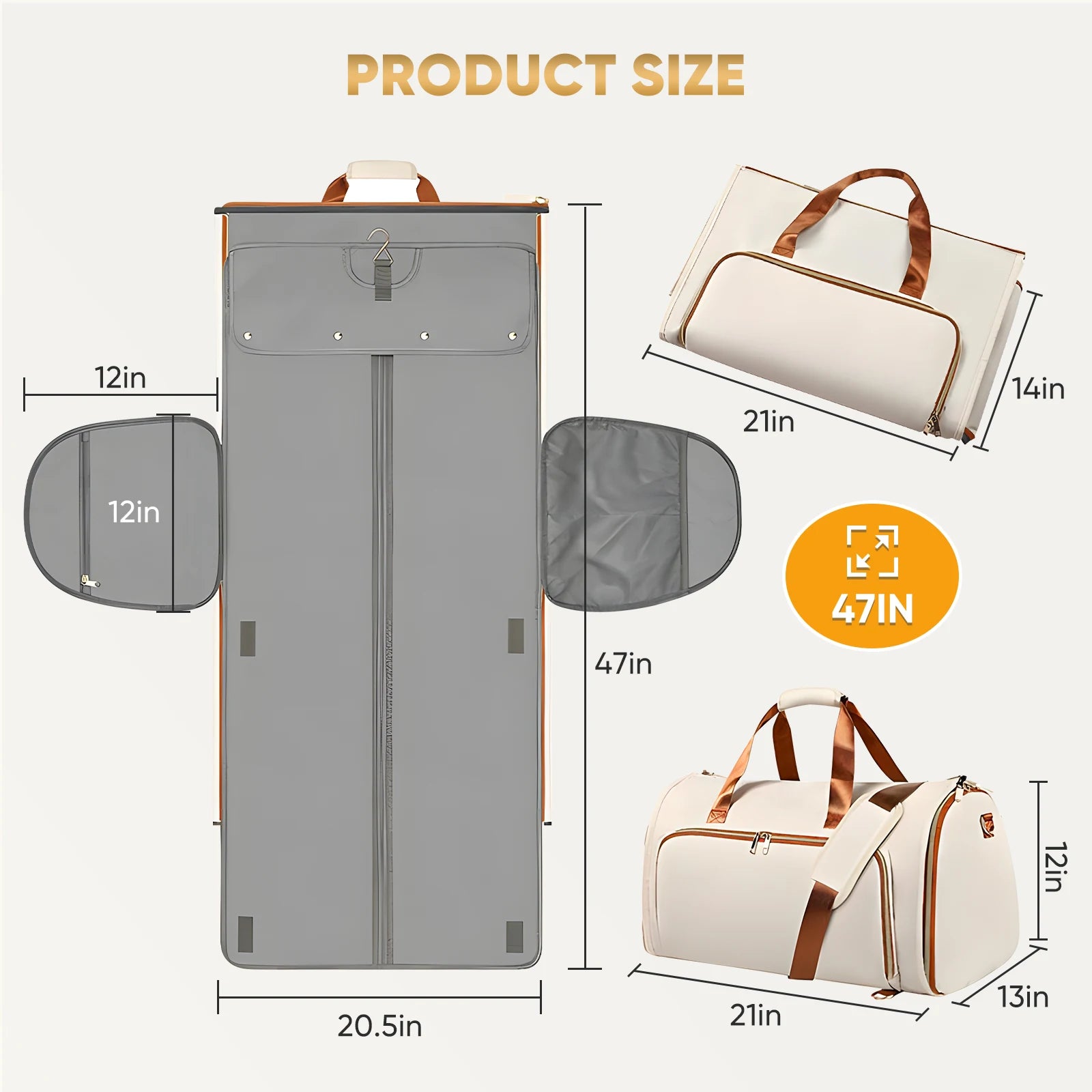 Faltbare Damen Reisetasche – große erweiterbare PU-Leder Duffel Bag – praktische Handgepäck Tasche für Business & Freizeit