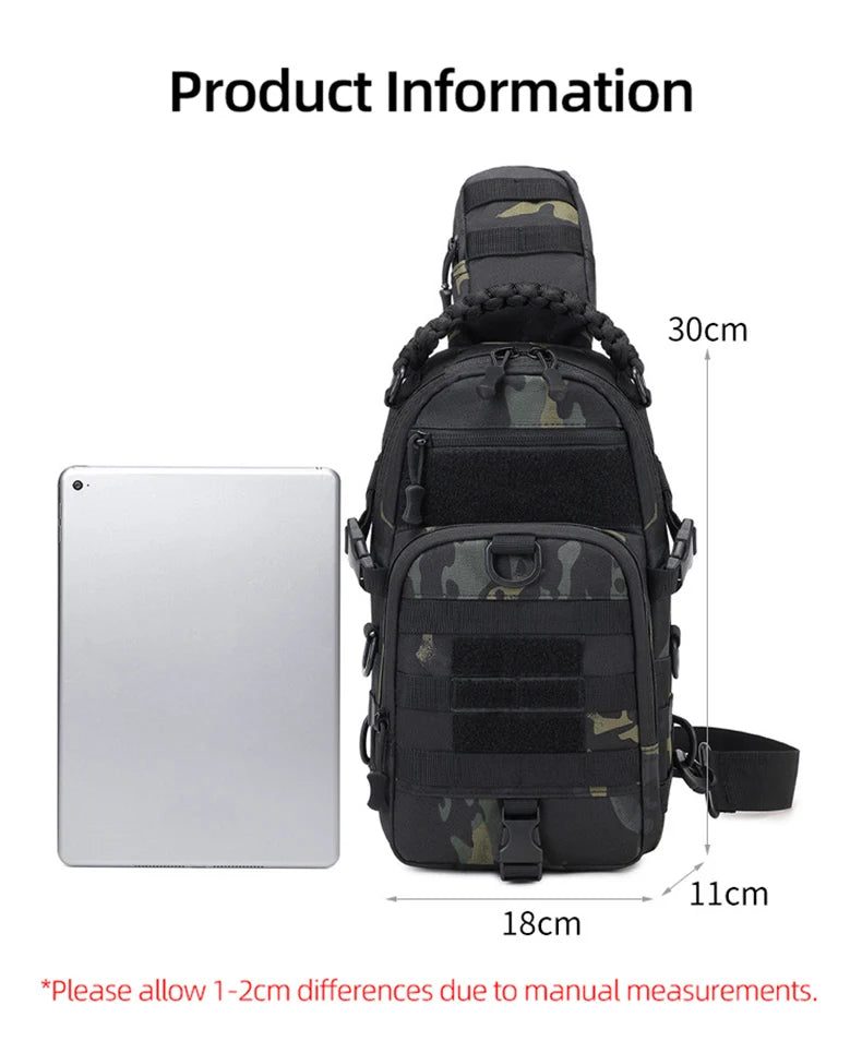 Taktische Outdoor Sling Tasche für Herren – Schulter- & Brusttasche mit MOLLE-System für Reisen, Wandern & Sport