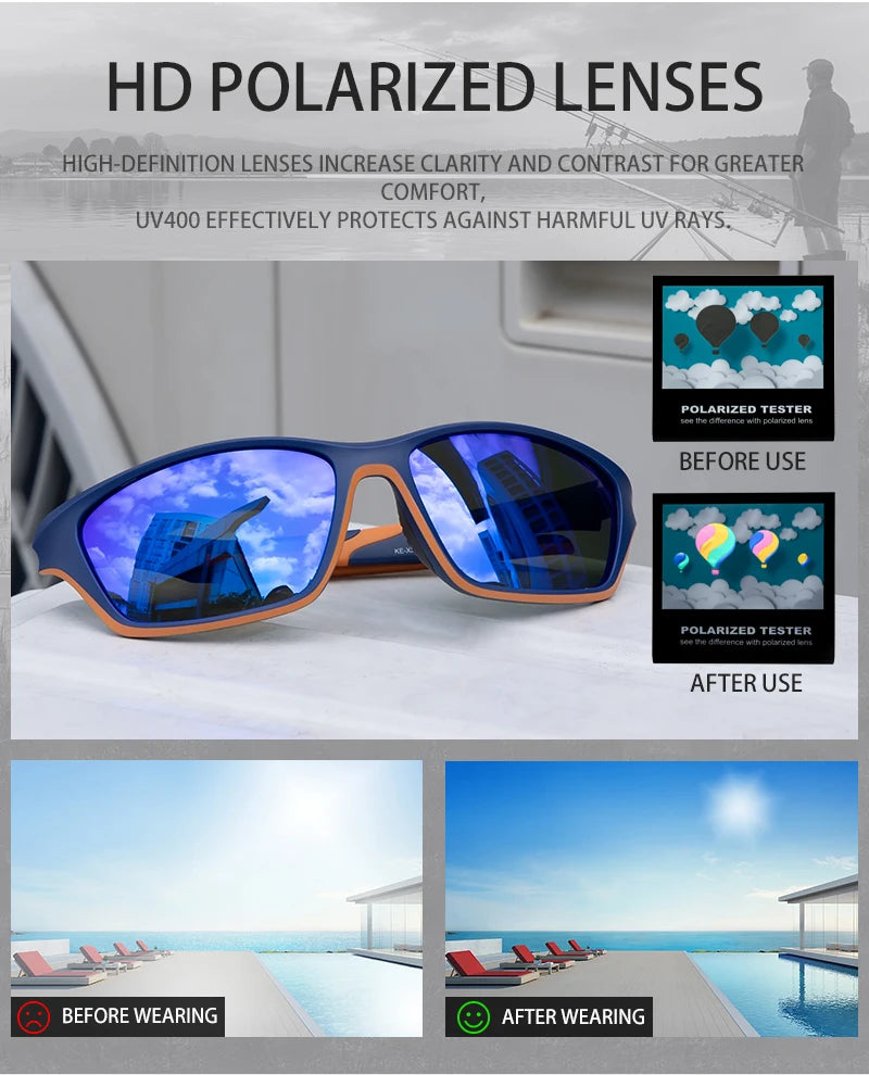 Polarisierte Sport-Outdoor-Brille UV400 – Leichte Fahrrad- & Outdoorbrille mit hohem Kontrast