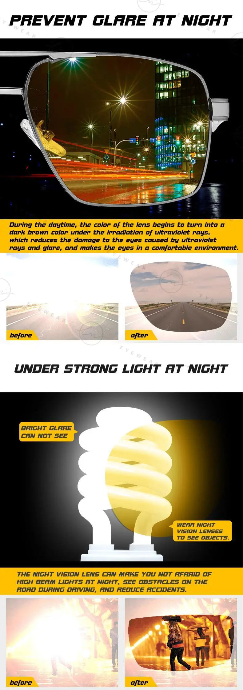 Intelligente photochrome Sport-Sonnenbrille UV400 – Polarisierte Outdoor- & Nachtfahrbrille für Damen & Herren