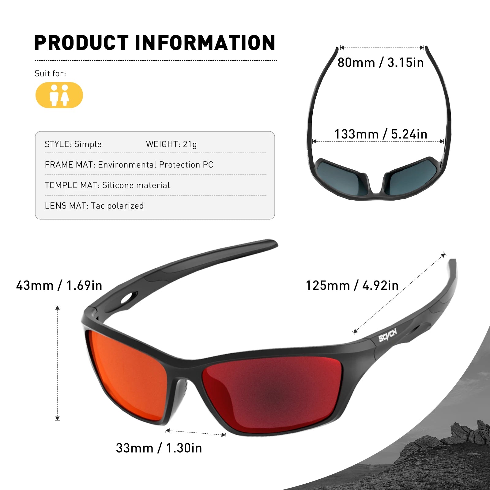 Polarisierte Sport-Outdoor-Brille UV400 – Leichte Fahrrad- & Outdoorbrille mit hohem Kontrast