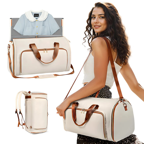 Faltbare Damen Reisetasche – große erweiterbare PU-Leder Duffel Bag – praktische Handgepäck Tasche für Business & Freizeit