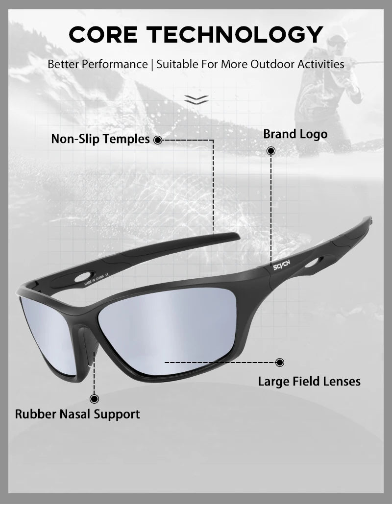 Polarisierte Sport-Outdoor-Brille UV400 – Leichte Fahrrad- & Outdoorbrille mit hohem Kontrast